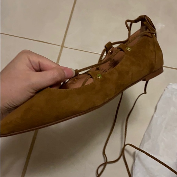 Halogen’s Brown suede lace up flats - Picture 5 of 7